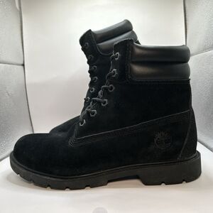 Timberland Womens Size 8.5 Black Suede Ankle Boots Waterproof Lace Up Comfort